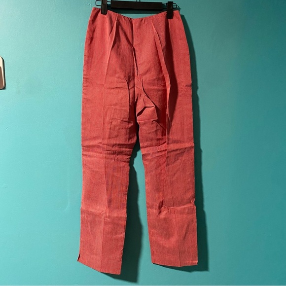 LOFT 4 Red White Pinstripe Linen Blend Straight Leg Pants - Picture 5 of 5